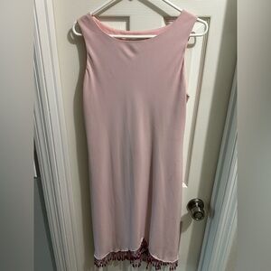 Elegant Pink Beaded Sleeveless Dress